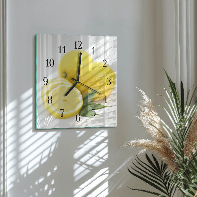Wanduhr aus glas Zitronen