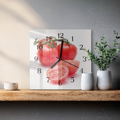 Wanduhr aus glas Tomaten