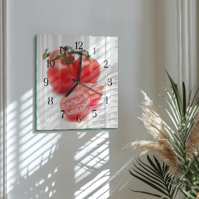 Wanduhr aus glas Tomaten