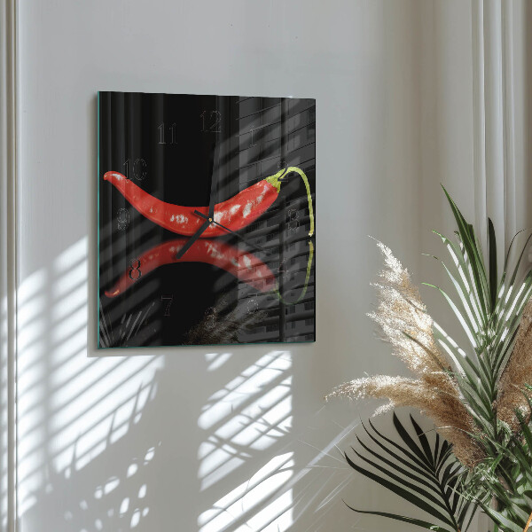 Wanduhr aus glas Chilischoten