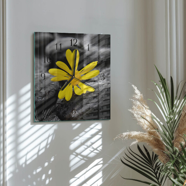 Wanduhr aus glas Blume