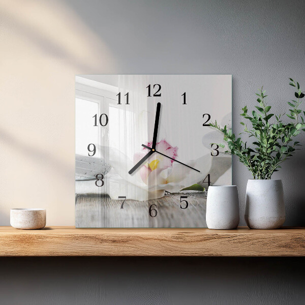 Wanduhr aus glas Orchidee