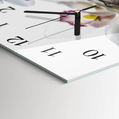 Wanduhr aus glas Orchidee