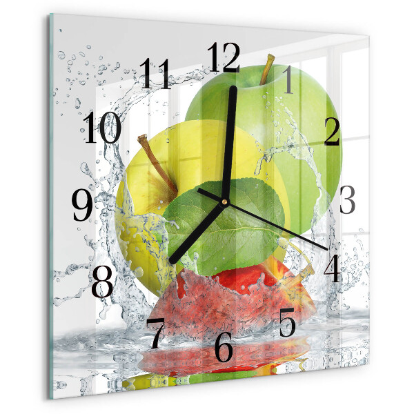 Wanduhr aus glas Apfel
