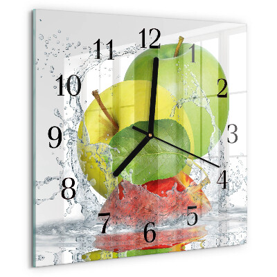 Wanduhr aus glas Apfel