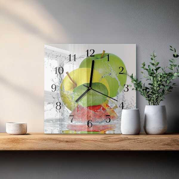 Wanduhr aus glas Apfel