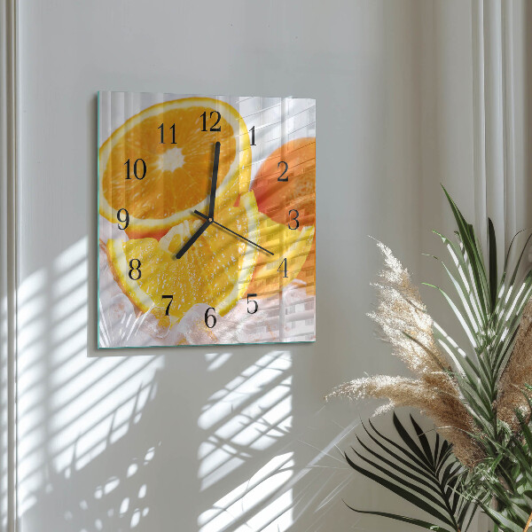 Wanduhr aus glas Orangen