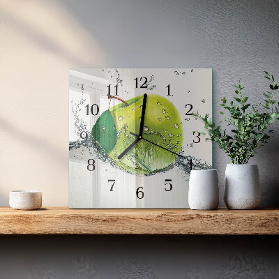 Wanduhr aus glas Apfel