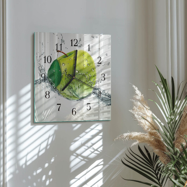 Wanduhr aus glas Apfel