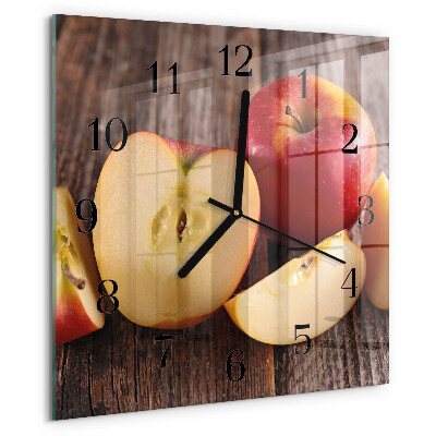 Wanduhr aus glas Apfel