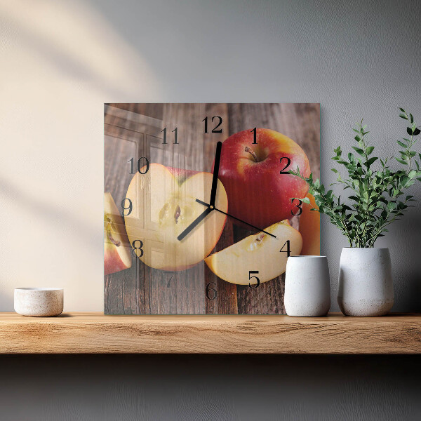 Wanduhr aus glas Apfel