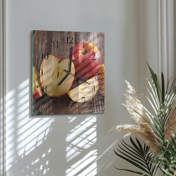 Wanduhr aus glas Apfel