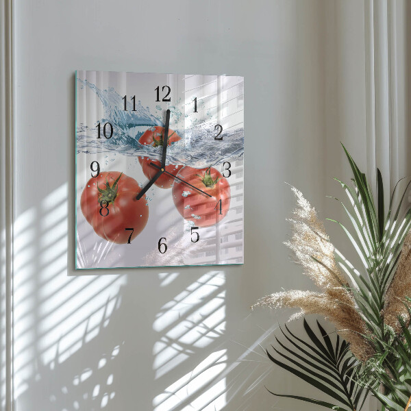 Wanduhr aus glas Tomaten