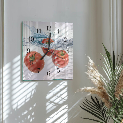 Wanduhr aus glas Tomaten