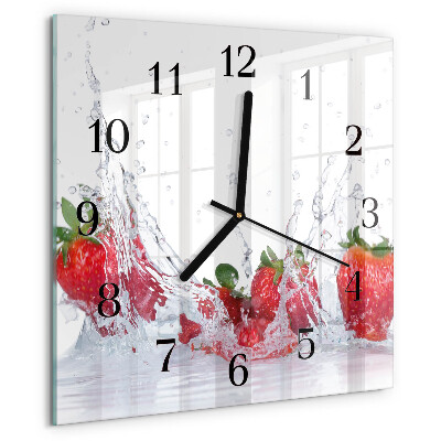 Wanduhr aus glas Erdbeere