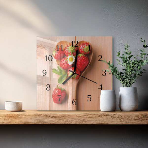 Wanduhr aus glas Erdbeere