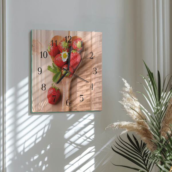 Wanduhr aus glas Erdbeere