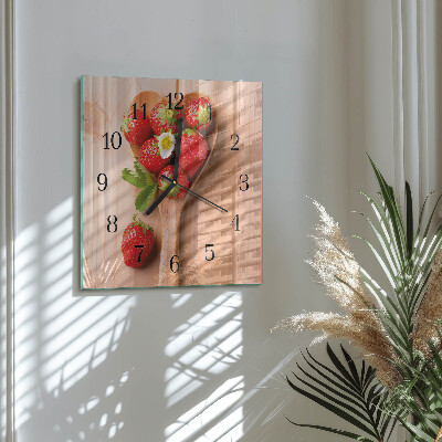 Wanduhr aus glas Erdbeere