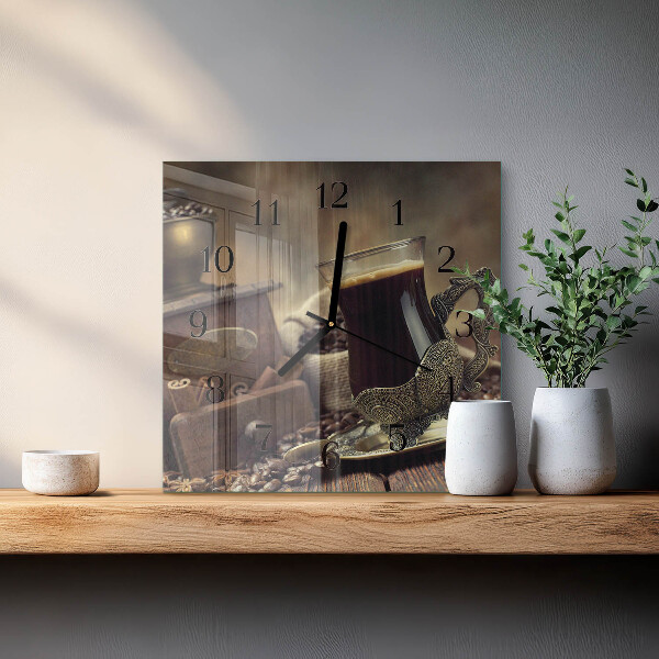 Wanduhr aus glas Kaffee