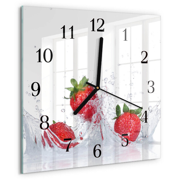 Wanduhr aus glas Erdbeere
