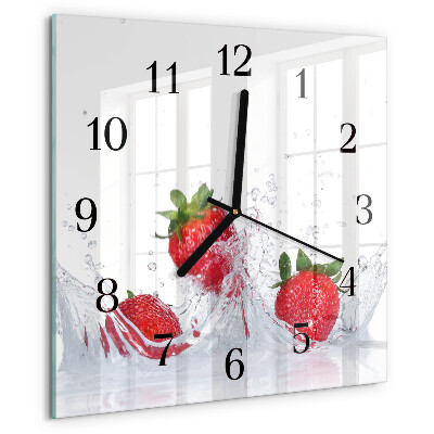 Wanduhr aus glas Erdbeere