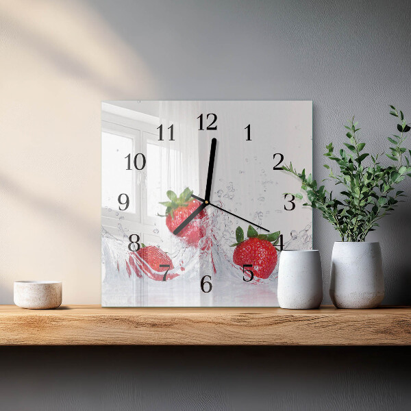 Wanduhr aus glas Erdbeere