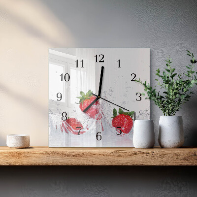 Wanduhr aus glas Erdbeere