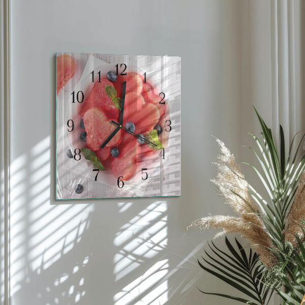 Wanduhr aus glas Wassermelonenherz