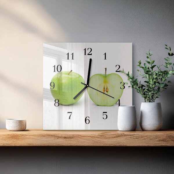 Wanduhr aus glas Apfel