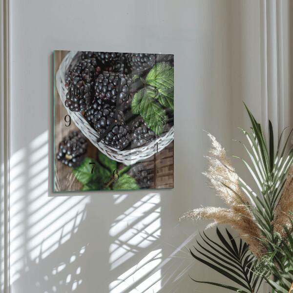 Wanduhr aus glas Brombeeren