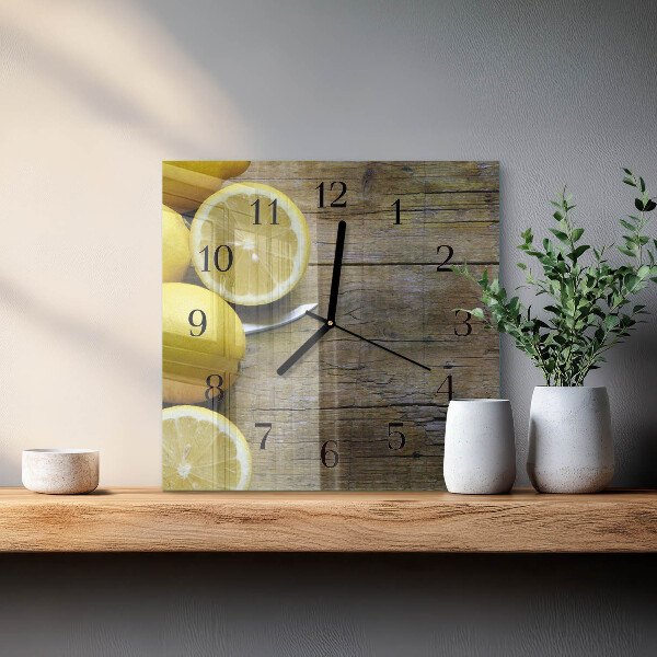 Wanduhr aus glas Saftige Zitronen