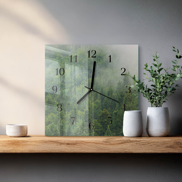 Wanduhr aus glas Nebliger Wald