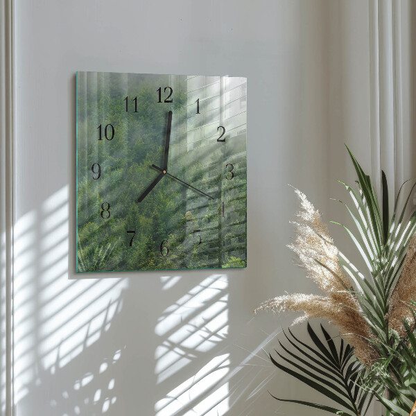Wanduhr aus glas Nebliger Wald