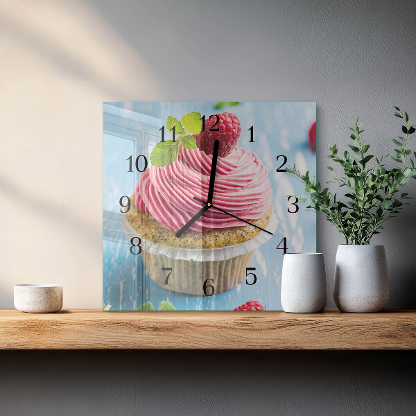 Wanduhr aus glas Himbeermuffin