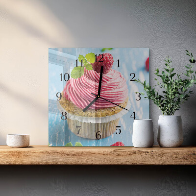 Wanduhr aus glas Himbeermuffin