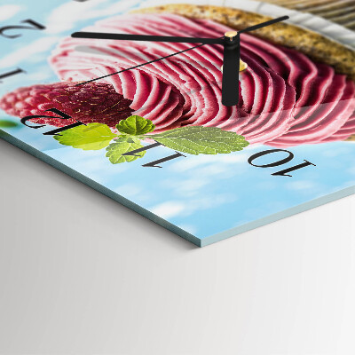 Wanduhr aus glas Himbeermuffin