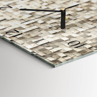 Wanduhr aus glas Holzmosaik