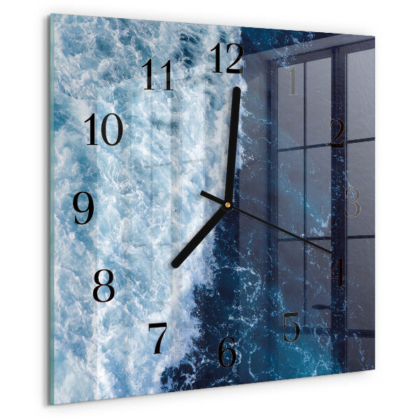Wanduhr aus glas Meereswellen