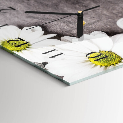 Wanduhr aus glas Blumen und Steine