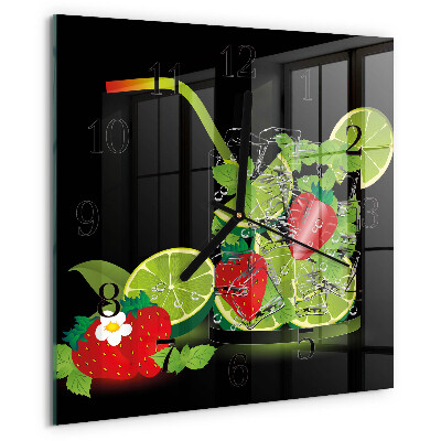 Wanduhr aus glas Erdbeere und Limette