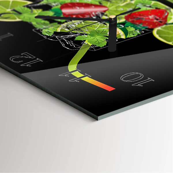 Wanduhr aus glas Erdbeere und Limette