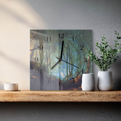 Wanduhr aus glas Mystischer Wald