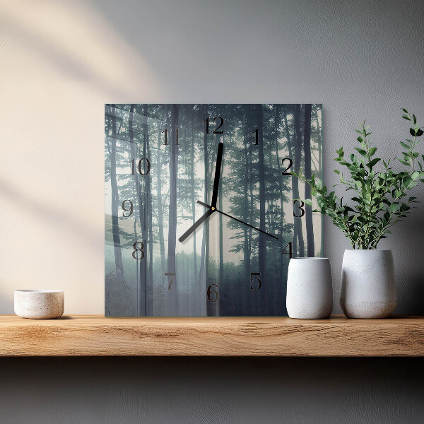Wanduhr aus glas Nebliger Wald