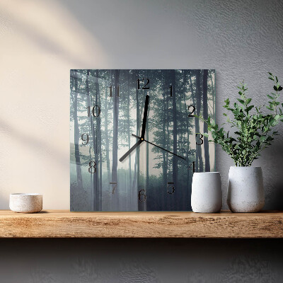 Wanduhr aus glas Nebliger Wald