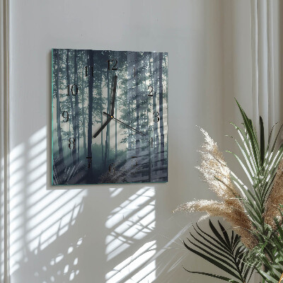 Wanduhr aus glas Nebliger Wald