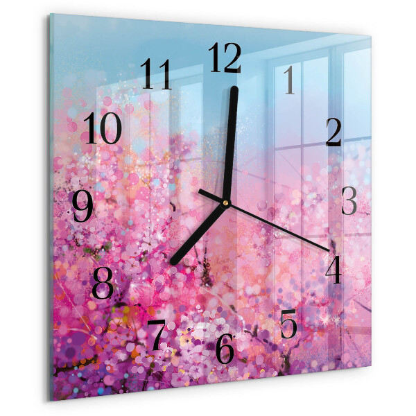 Wanduhr aus glas Blumenmuster
