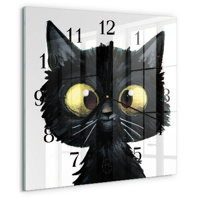 Wanduhr aus glas Schwarze Katze