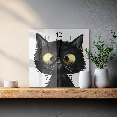 Wanduhr aus glas Schwarze Katze