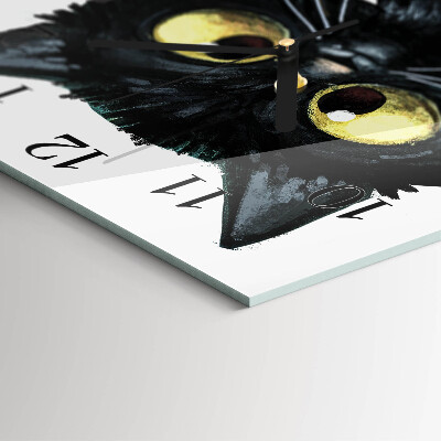 Wanduhr aus glas Schwarze Katze
