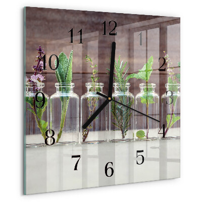Wanduhr aus glas Kräuter